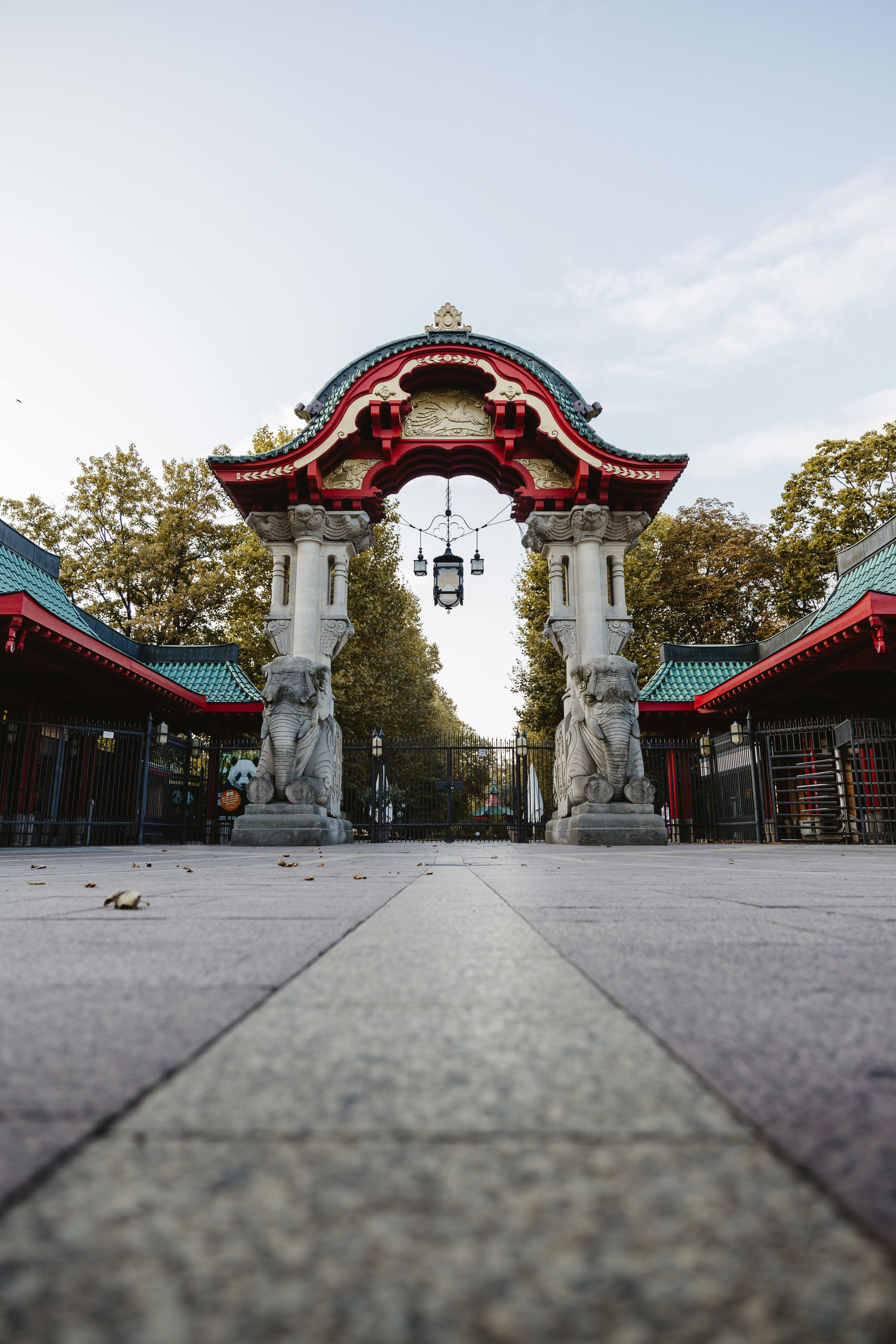 Zoo visitors observing animals in naturalistic habitat enclosures