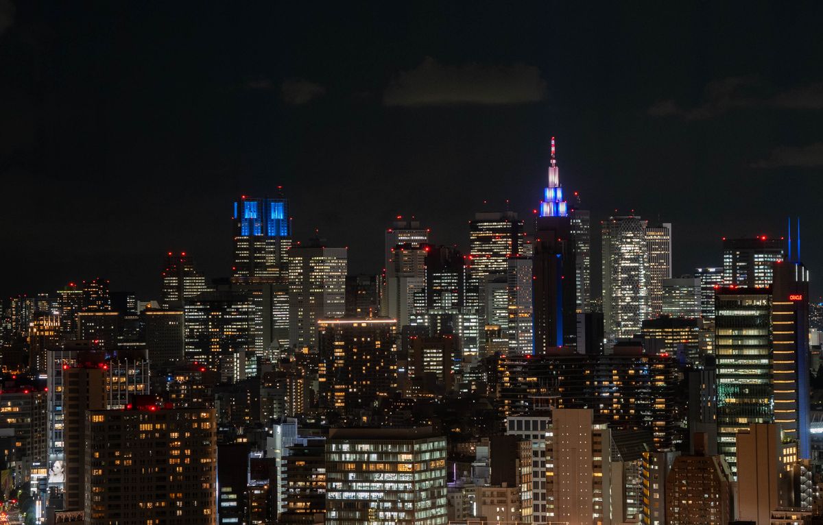 The illuminated Shinjuku skyline at night, Tokyo