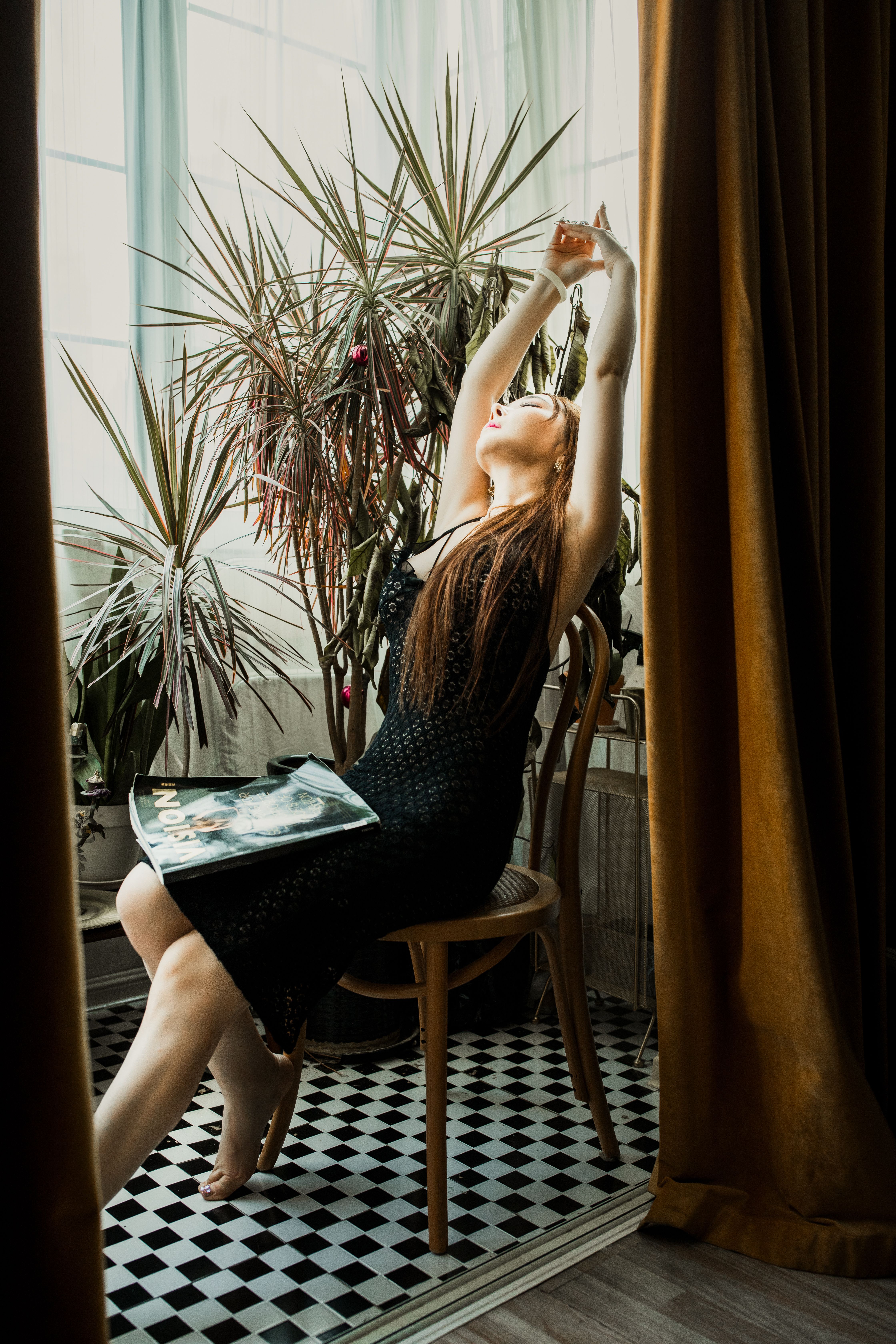 Elegant Indoor Portrait with Houseplants · Free Stock Photo