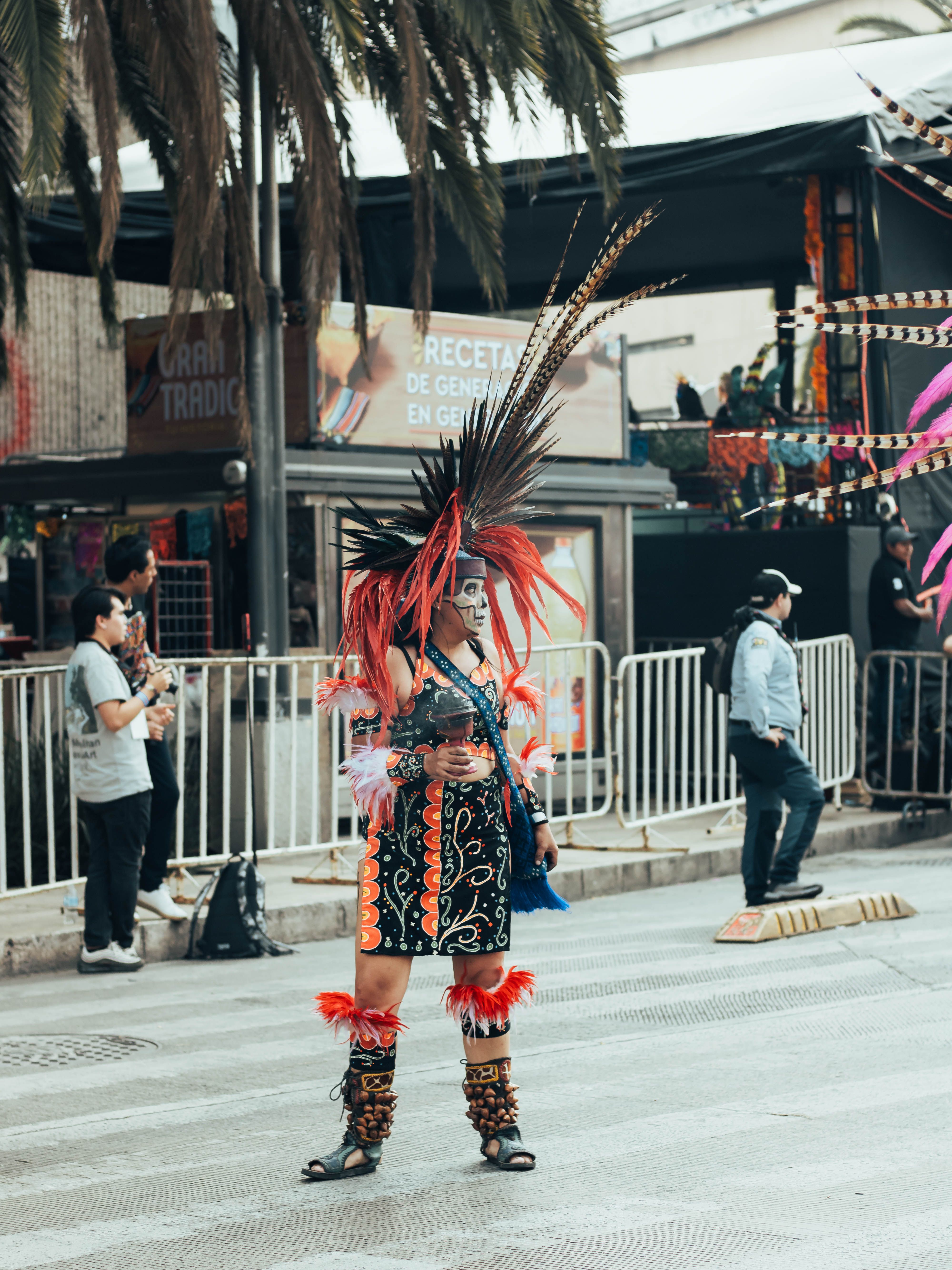 Colorful Aztec Dancer in Mexico City Street Parade · Free Stock Photo