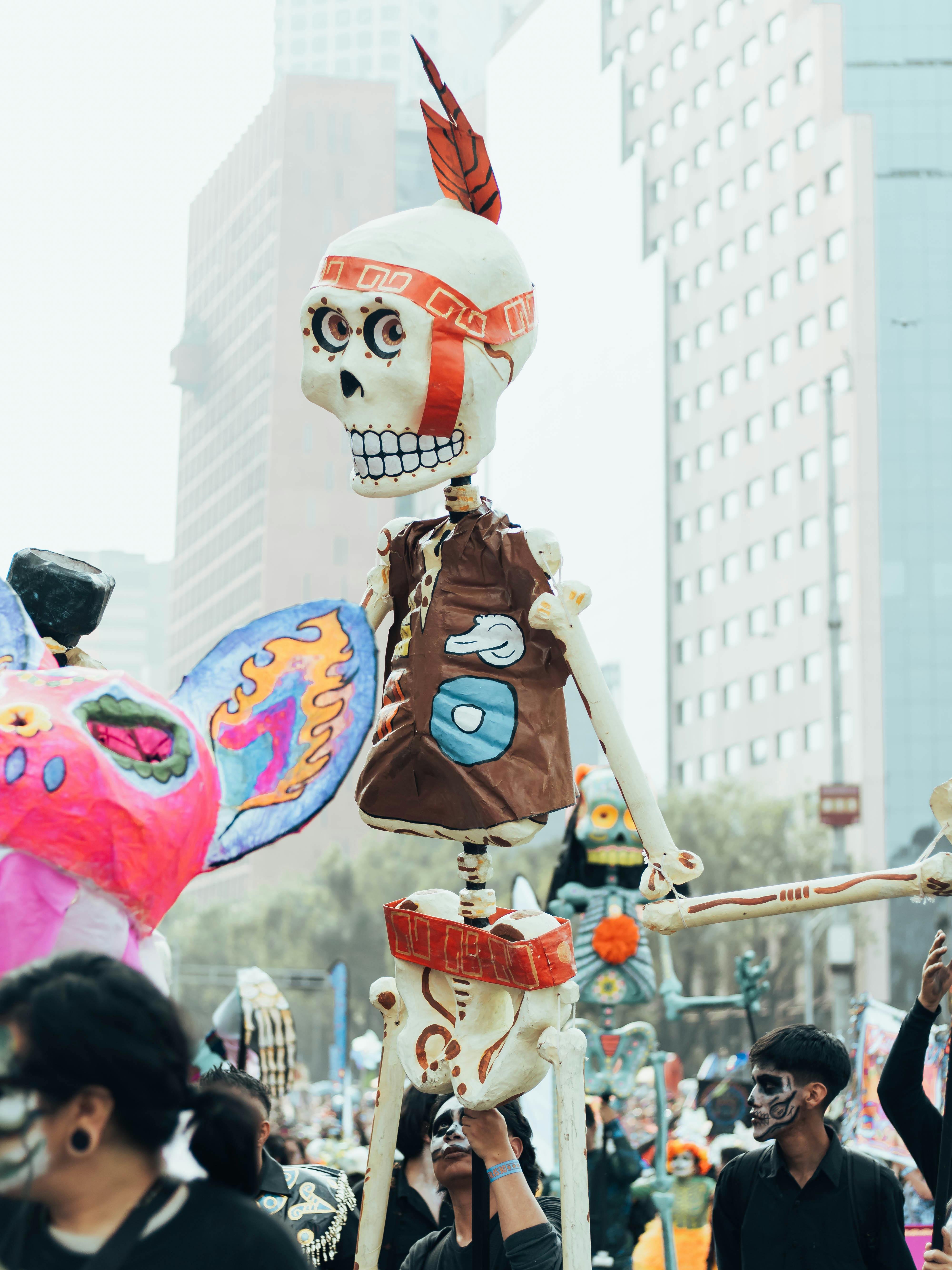 vibrant day of the dead parade in mexico city