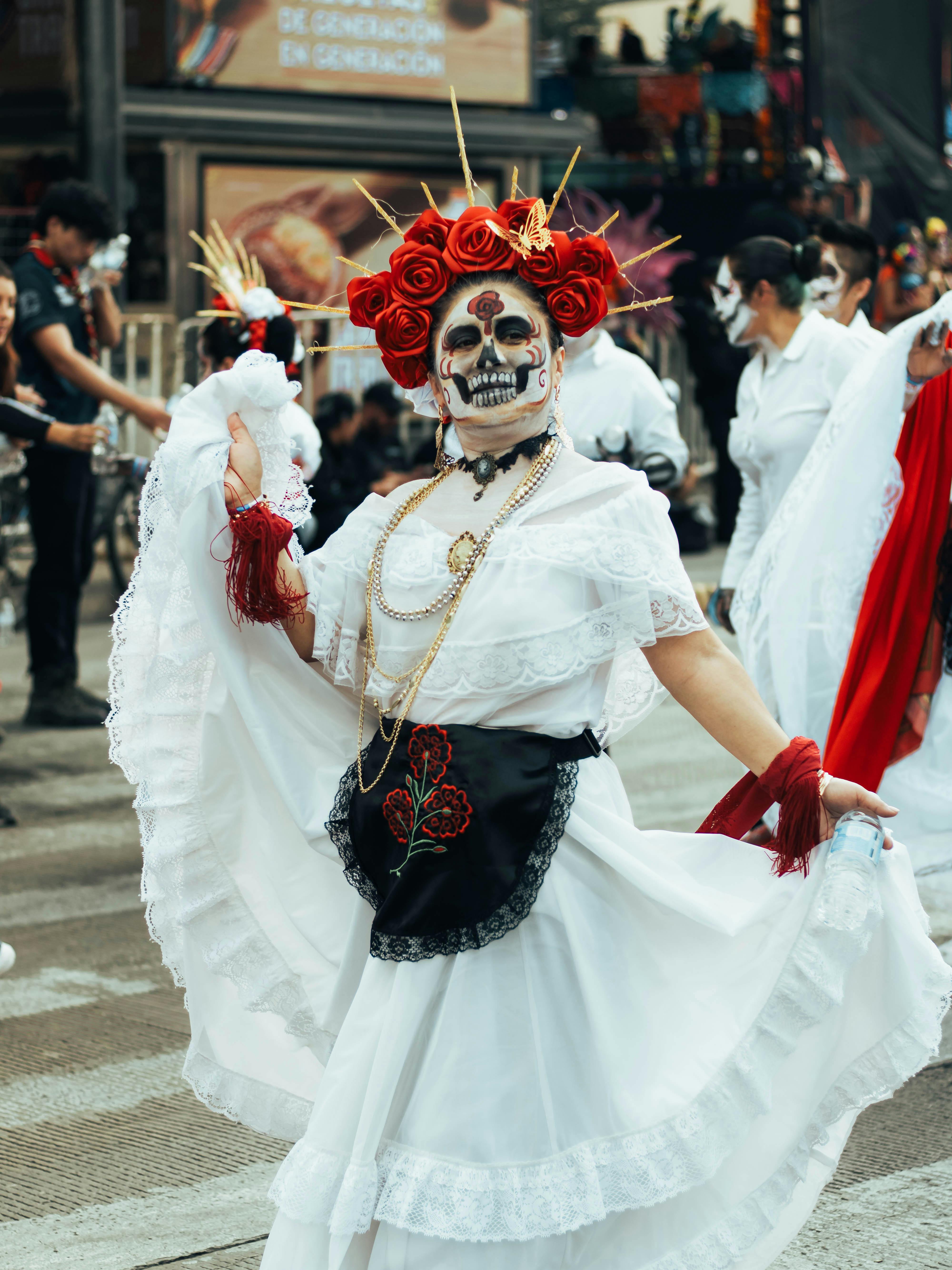 colorful day of the dead celebration in mexico city
