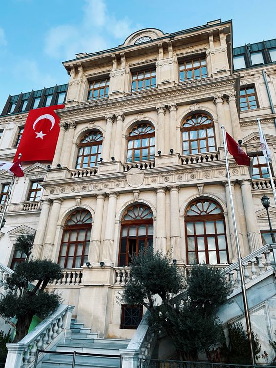 Turkish Building Historic Building with Turkish Flags in Istanbul · Free Stock Photo