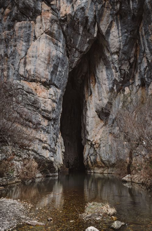 Free Explore the mystical rock formations and hidden cave entrance in Seydişehir, Turkey. Stock Photo