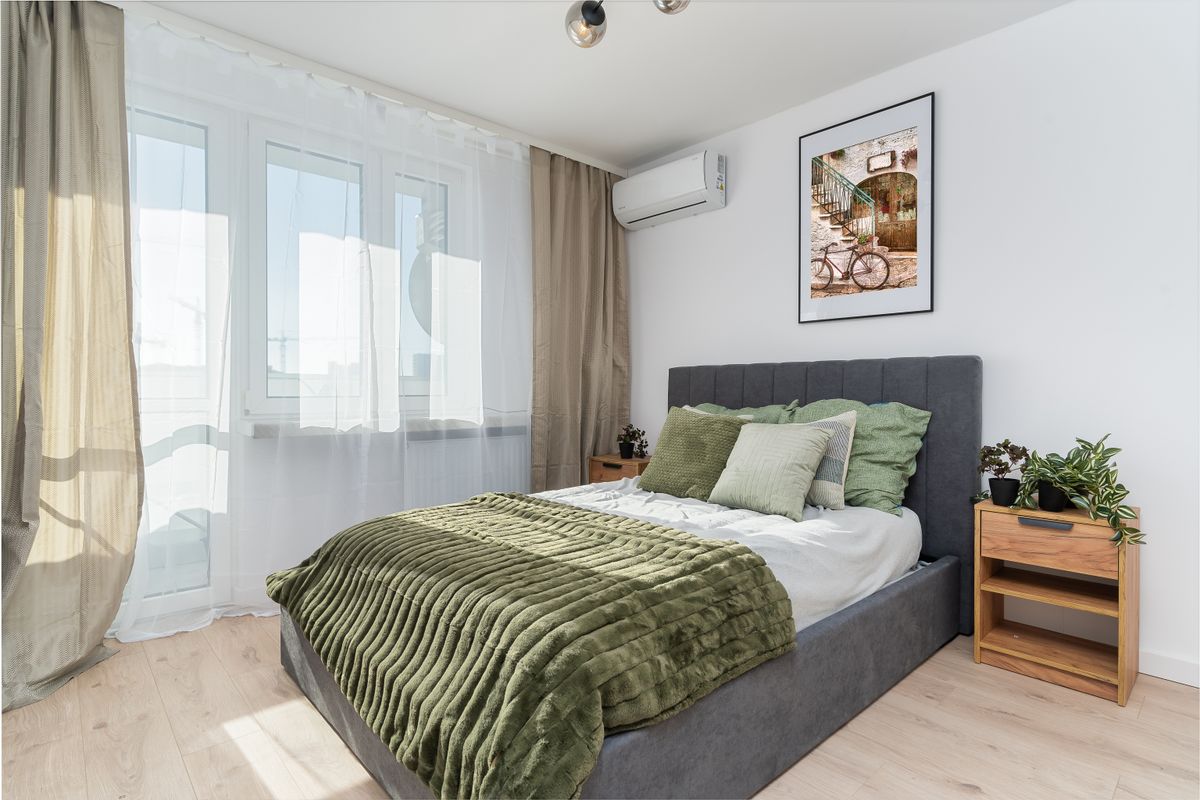 Modern sage green bedroom