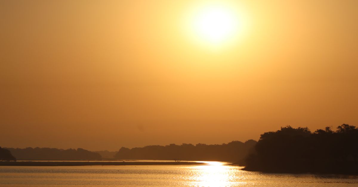 calming sunset over the Volta River near Ho