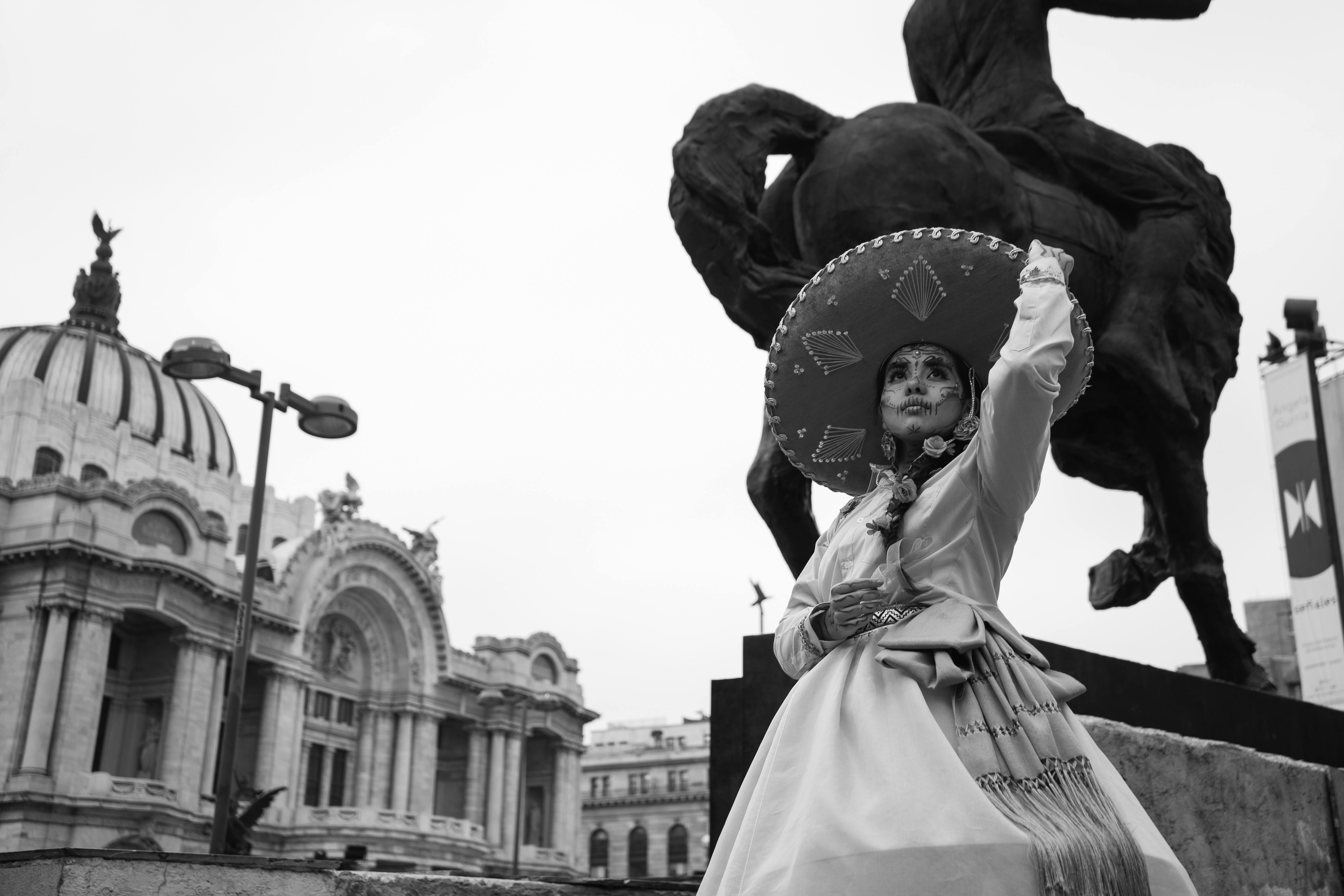 catrina costume at palace of fine arts mexico city