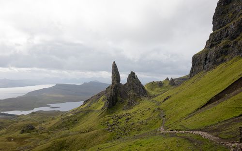 Free Capture the majestic rock formations of Old Man of Storr, Isle of Skye, Scotland. Stock Photo