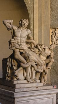 Classical marble sculpture of Laocoön and His Sons in the Vatican Museums.