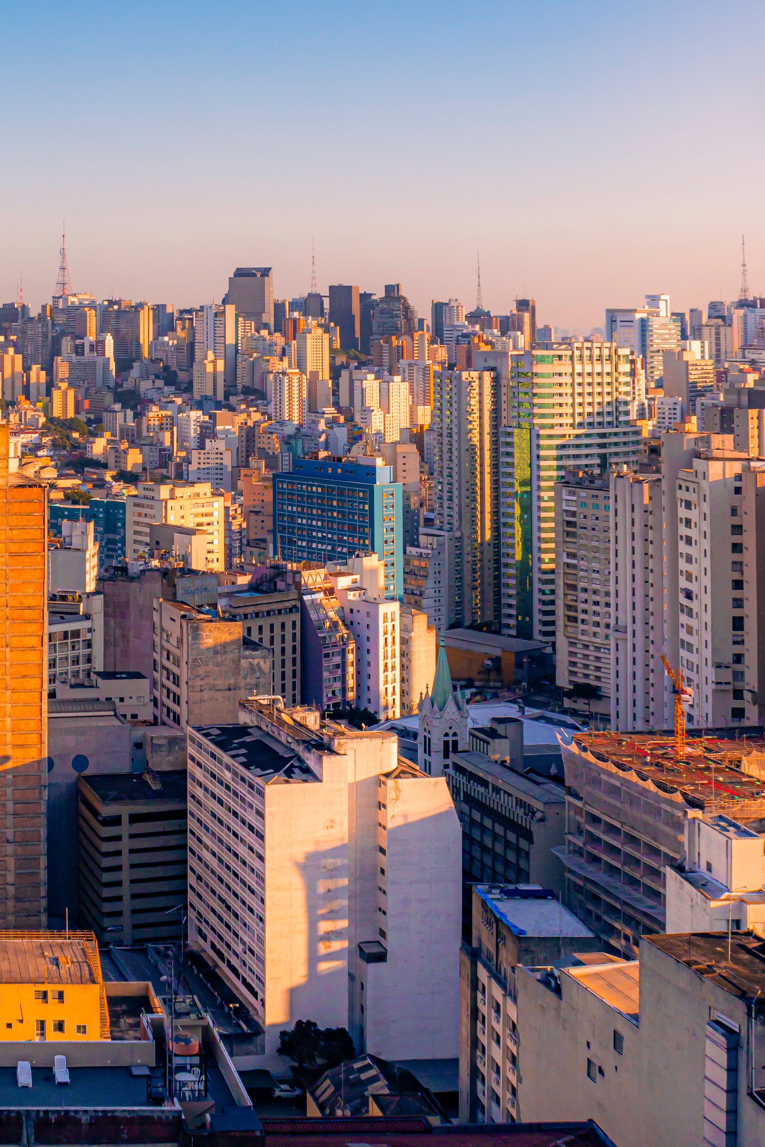 Stunning Aerial View of São Paulo Skyline at Sunset · Free Stock Photo