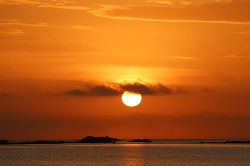 Free Captivating sunrise over Stamford's shoreline in late autumn, capturing the golden hues of dawn. Stock Photo