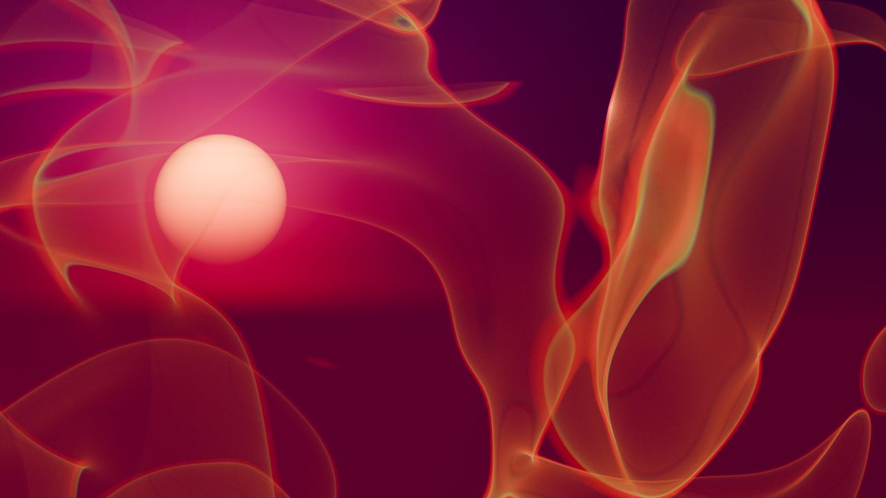 a mesmerizing abstract image with glowing waves and a soft light orb o