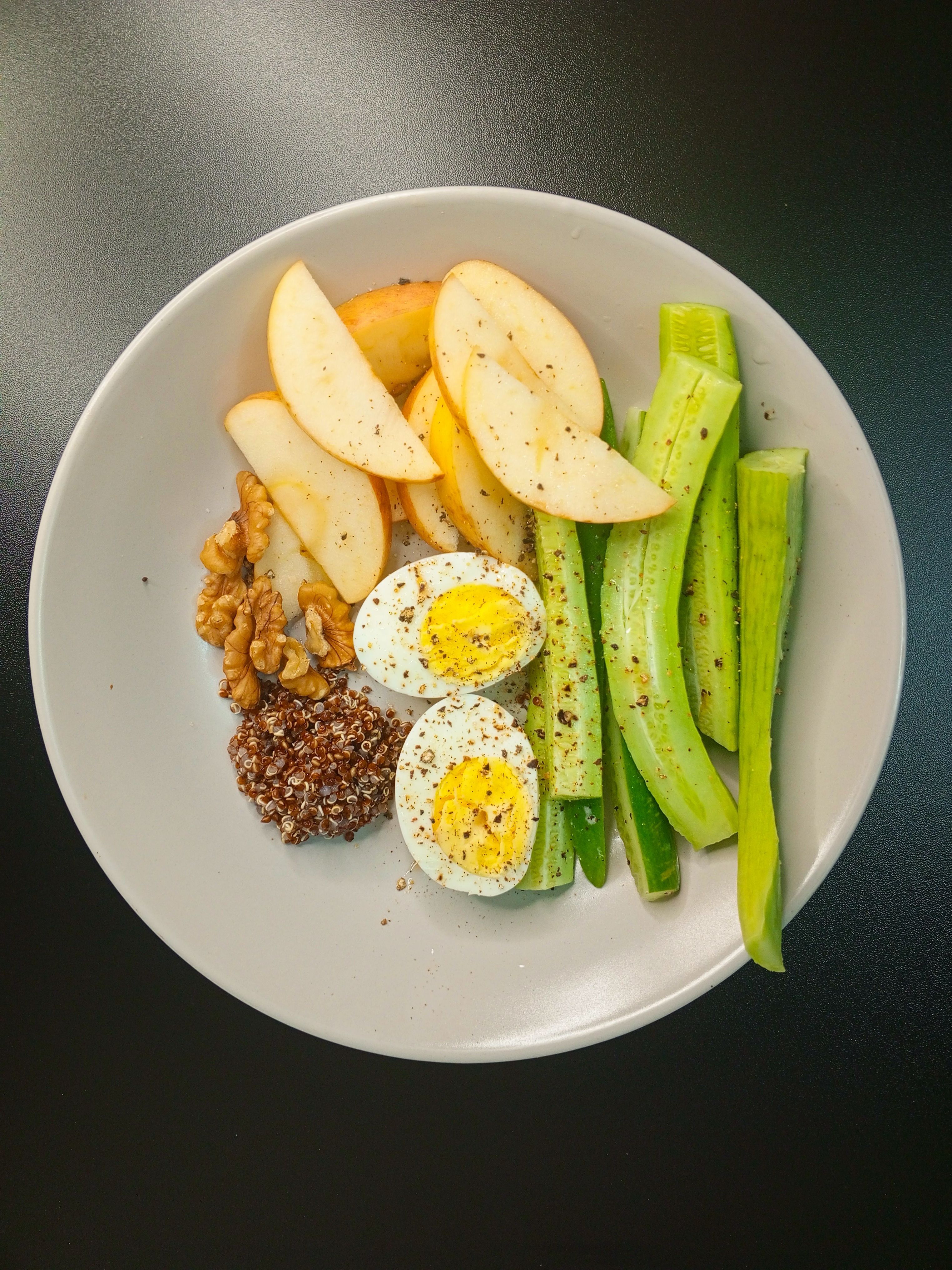 Apple Slices With Almond Butter and a Boiled Egg