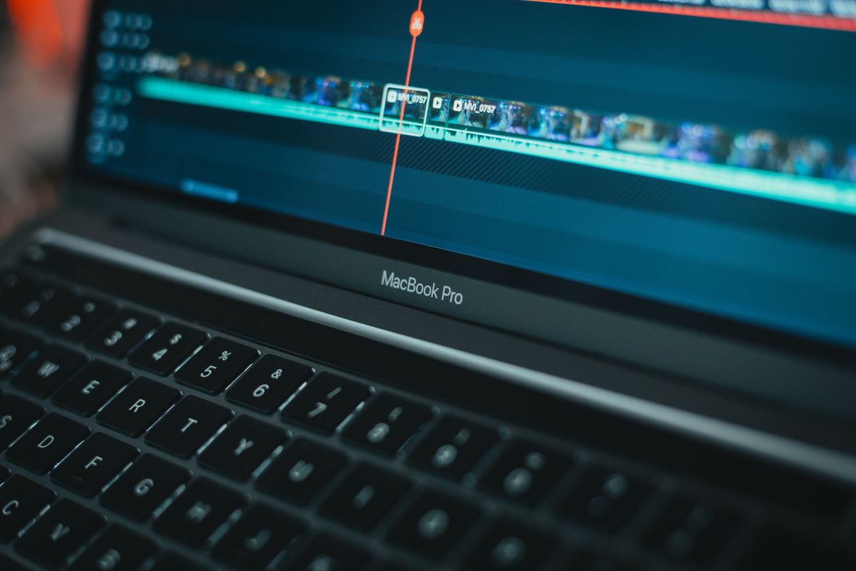 Video editing timeline on a MacBook — post-production