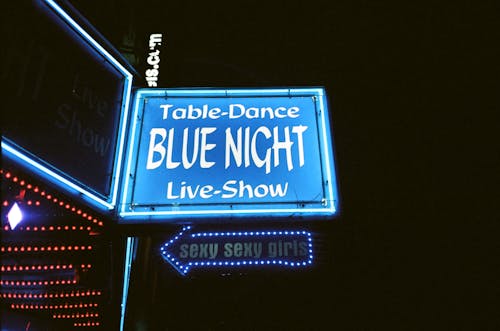 Free Table-Dance Blue Night Signage Stock Photo