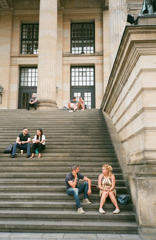 People Sitting on Stairs