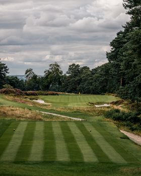Dramatic links golf course on coastal headland ocean views