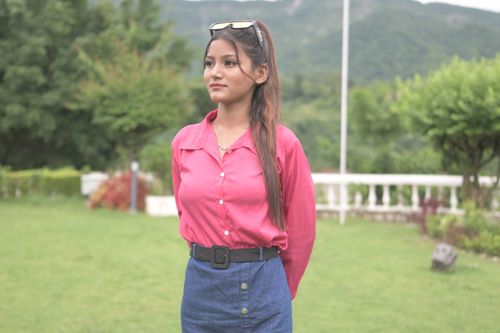 Free a girl with red top Stock Photo