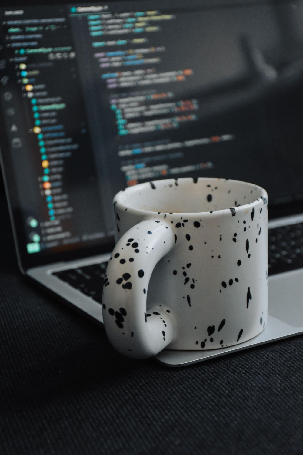 Cozy Coding Screen Cozy Coding Workspace with Coffee Mug · Free Stock Photo