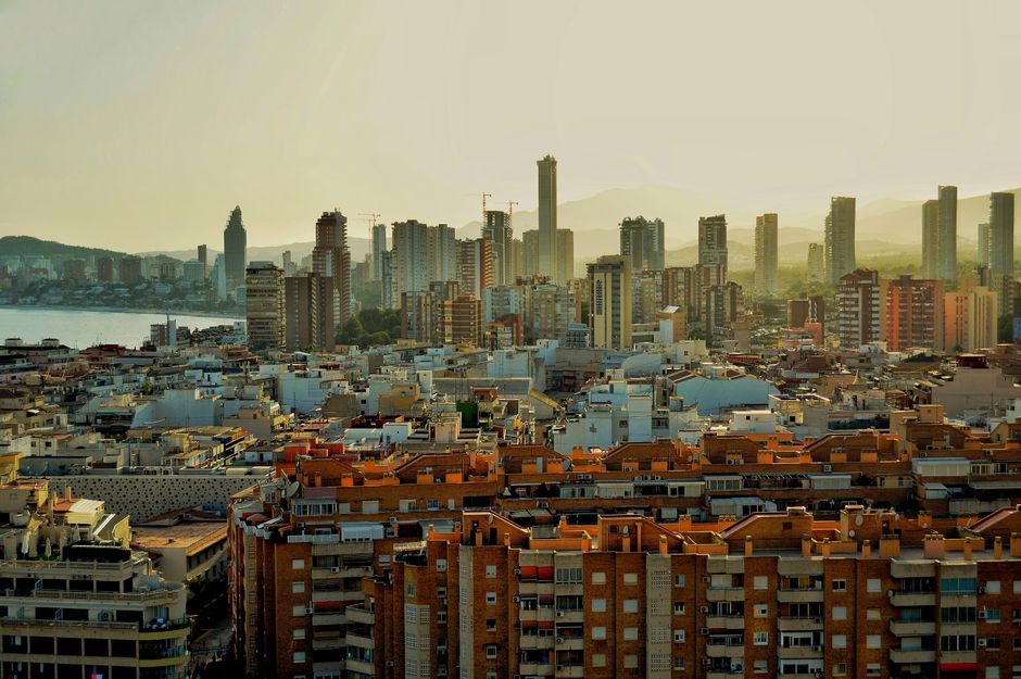 Málaga in September - Modern city skyline with glass towers