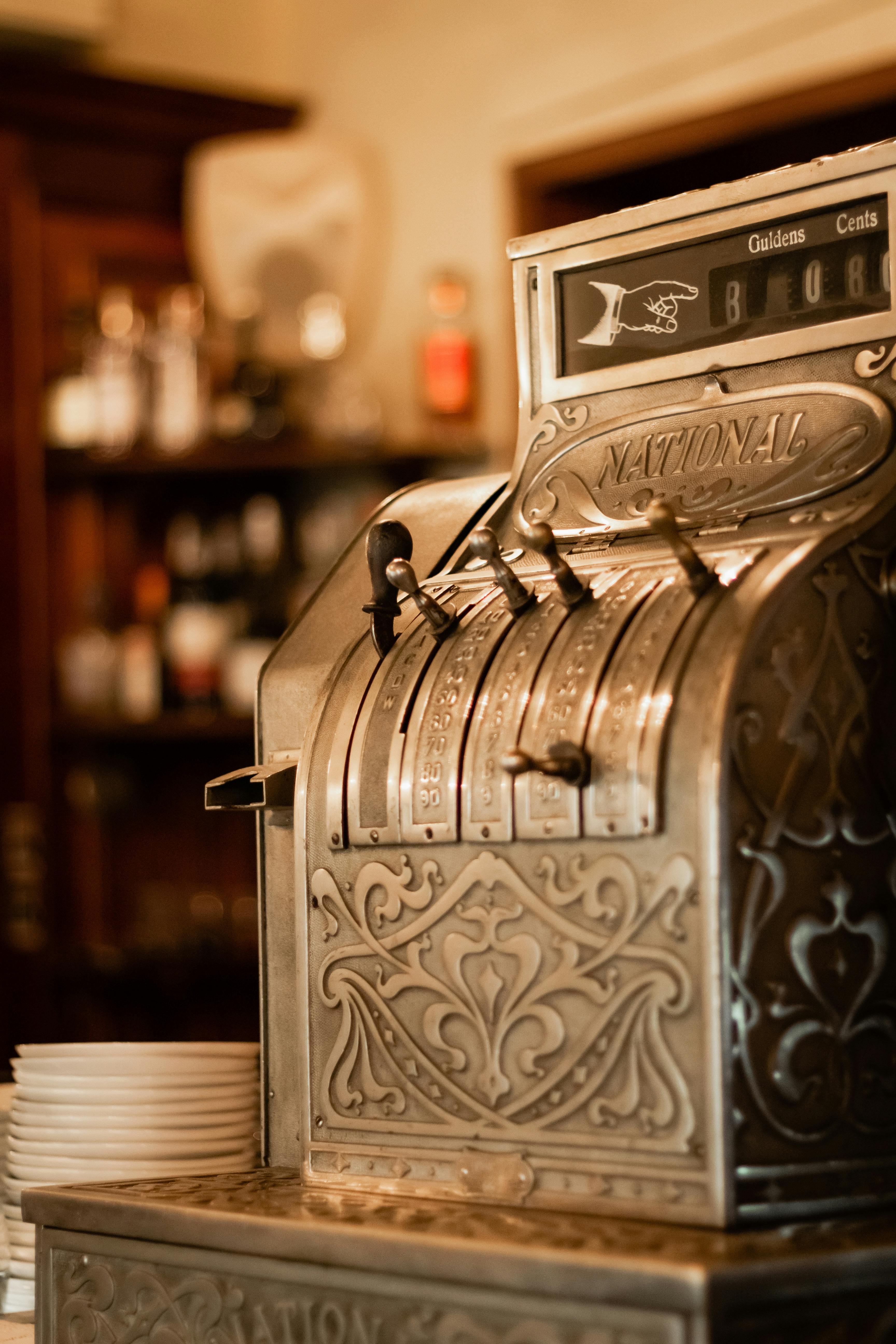 Vintage Cash Register in Cozy Café