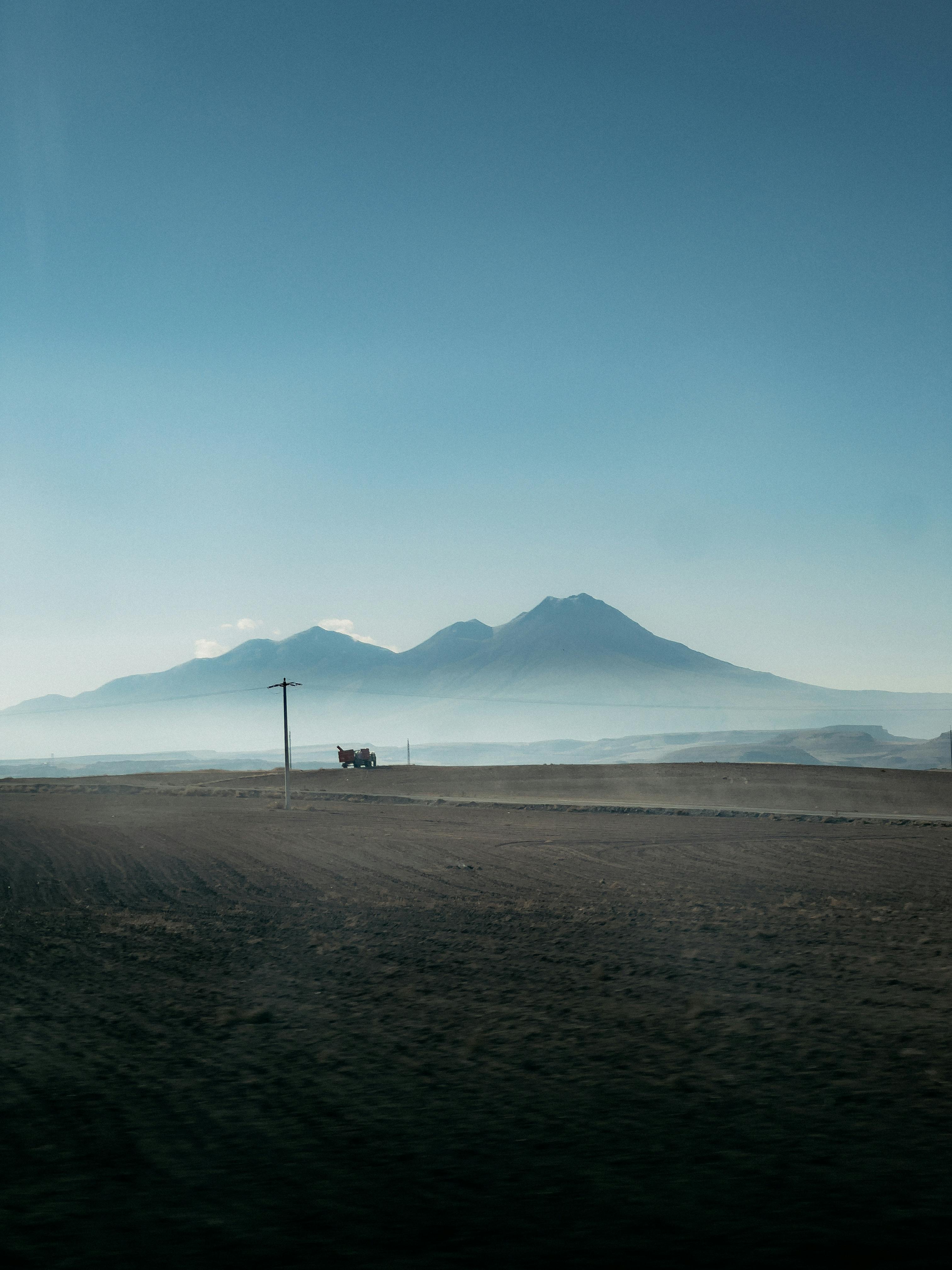 A serene landscape with Mount Erciyes in the background, Türkiye.