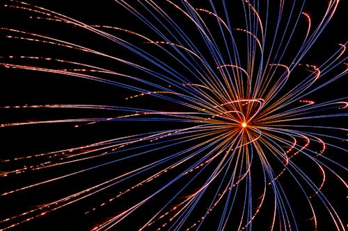 Blue and Orange Fireworks