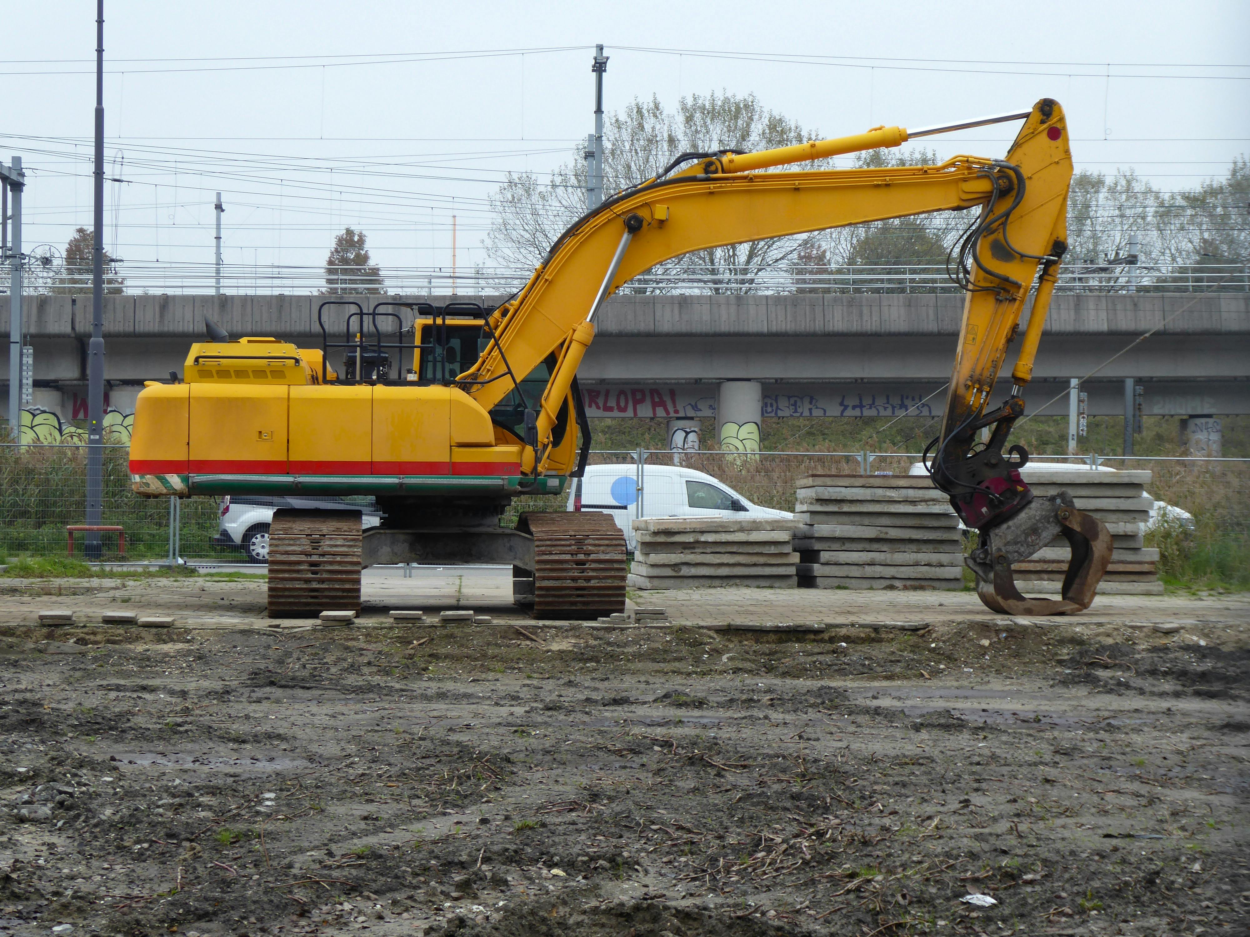 construction excavator in amsterdam site