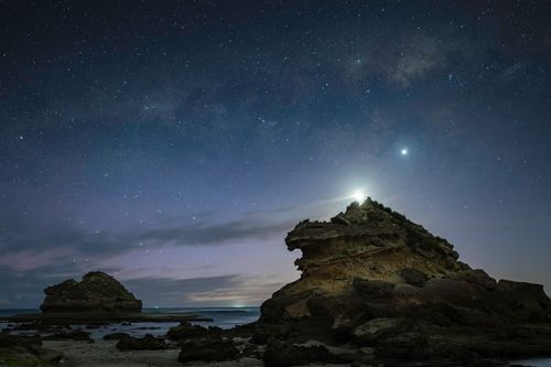 Sky Behind Rocks Rock Formations Under Starry Sky · Free Stock Photo