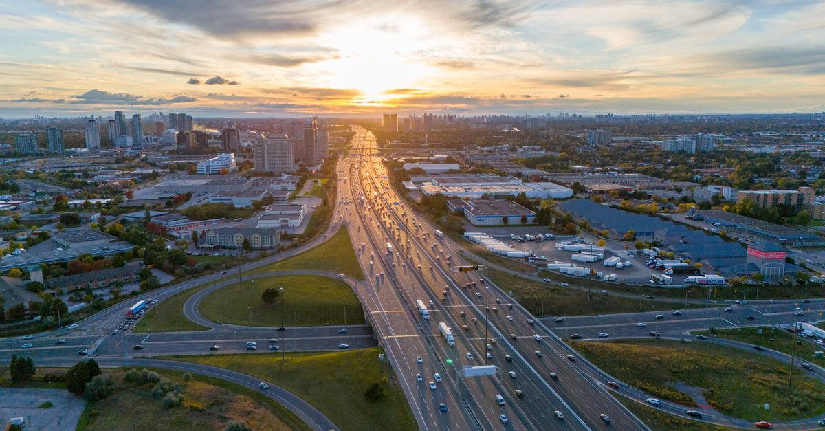 Aerial view of the Toronto skyline and wider GTA region where rental prices are coming down