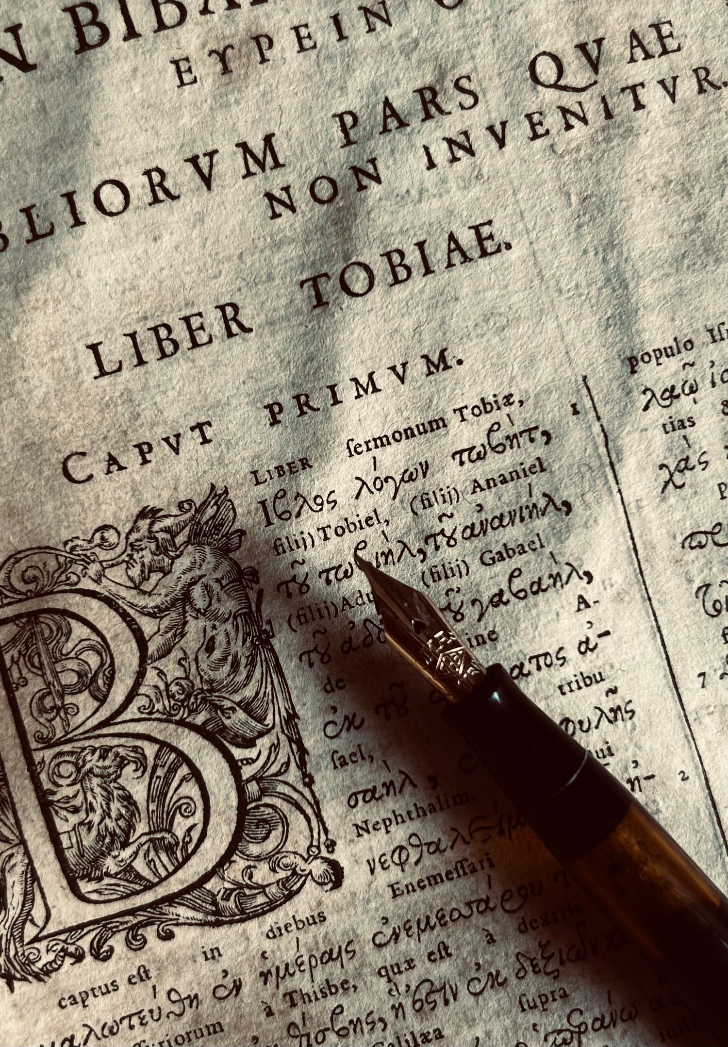 Parchment script with fountain pen