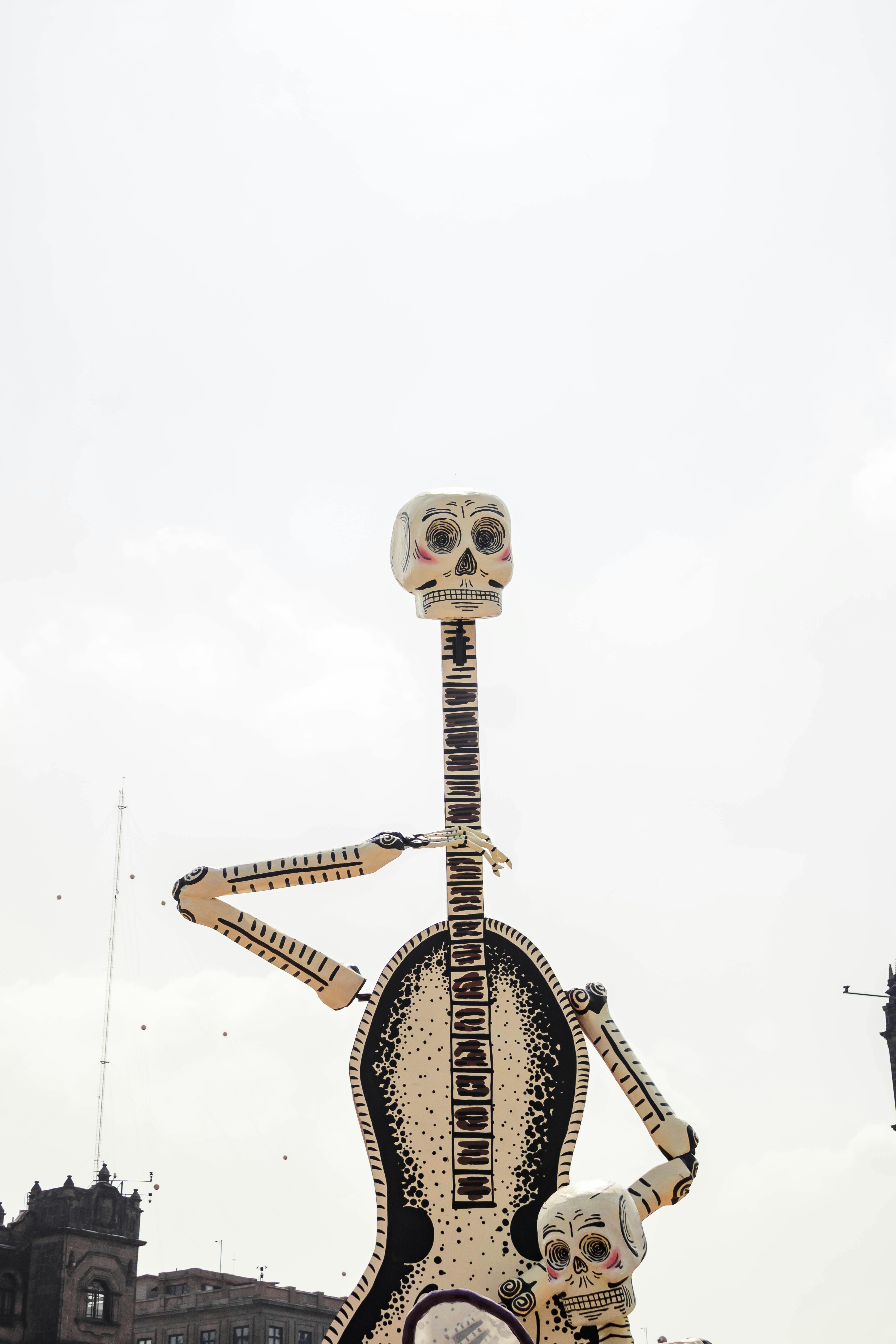 dia de muertos giant skeleton decoration in mexico city