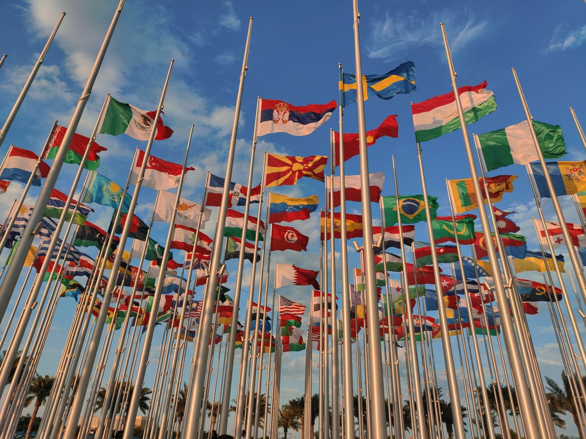 International flags representing different time zones for streaming