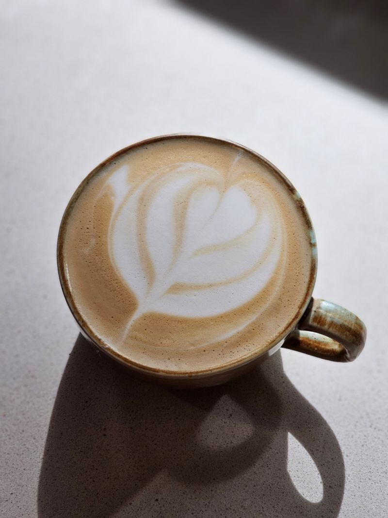 Heart-shaped latte art, an example pour, for illustration
