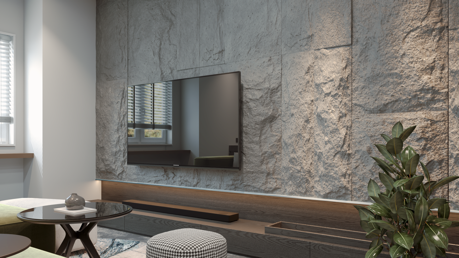 Stone-clad TV wall with moisture-resistant finishes near a pool - 1 bedroom TV wall pool Stone-clad TV wall with moisture-resistant finishes near a pool - 1 bedroom TV wall pool