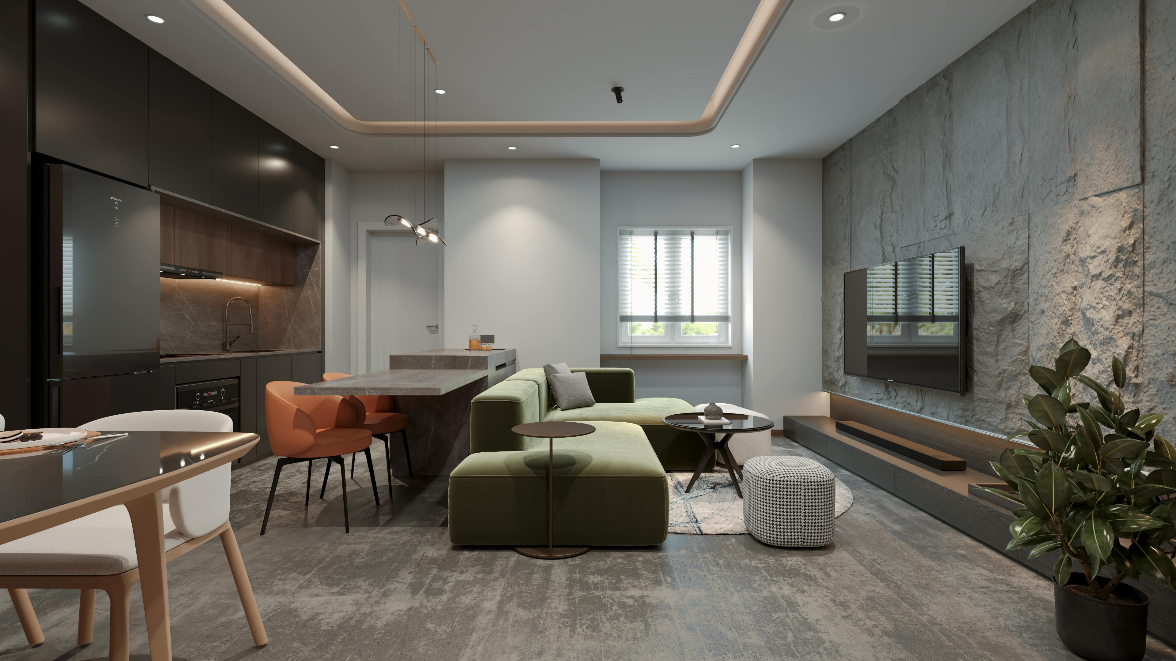 Foldable wooden bedside table in Kerala-style home decor