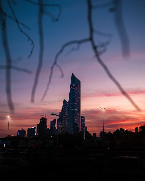 科威特城标志性天际线的绝美日落 · 免费素材图片