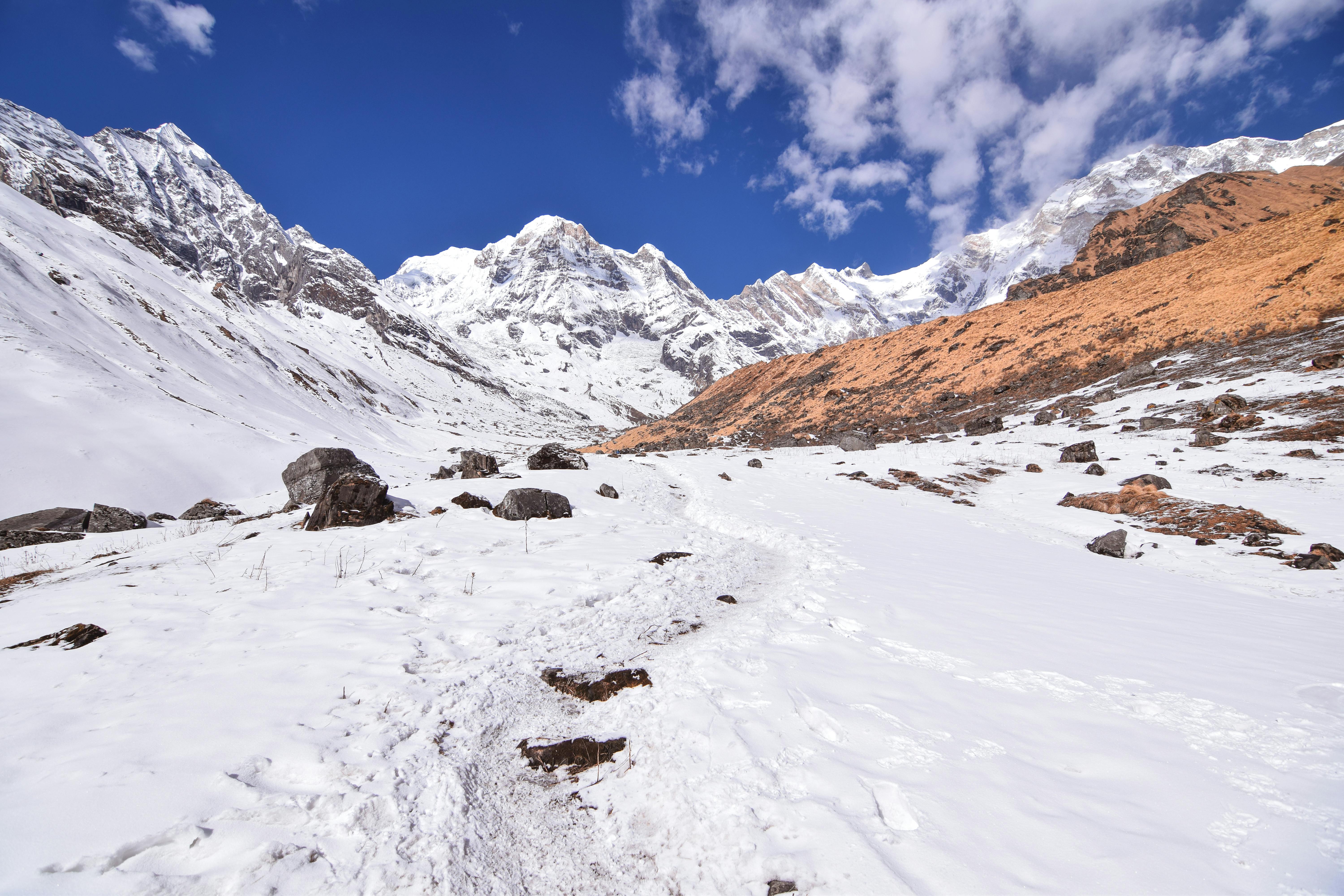 Prescription Goggle Inserts - Breathtaking snowy mountain landscape in Khangsar, Nepal, perfect for adventure seekers.