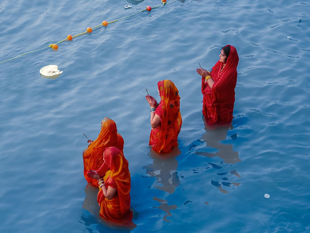 Women Performing Ritual in River · Free Stock Photo