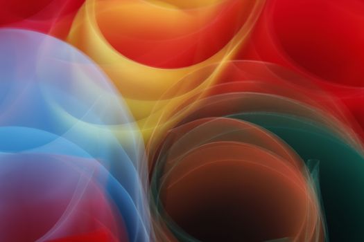 Colorful abstract design featuring vibrant swirling wave patterns.