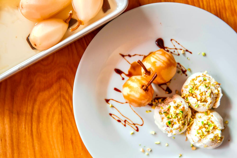 Chocolate-Dipped Pears with Pistachios