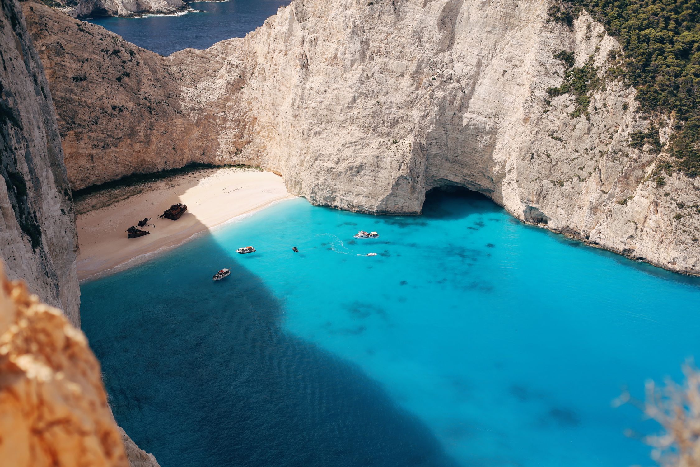 Breathtaking View Of Navagio Beach In Zakynthos Greece Free Stock Photo breathtaking-view-of-navagio-beach-in-zakynthos-greece-free-stock-photo