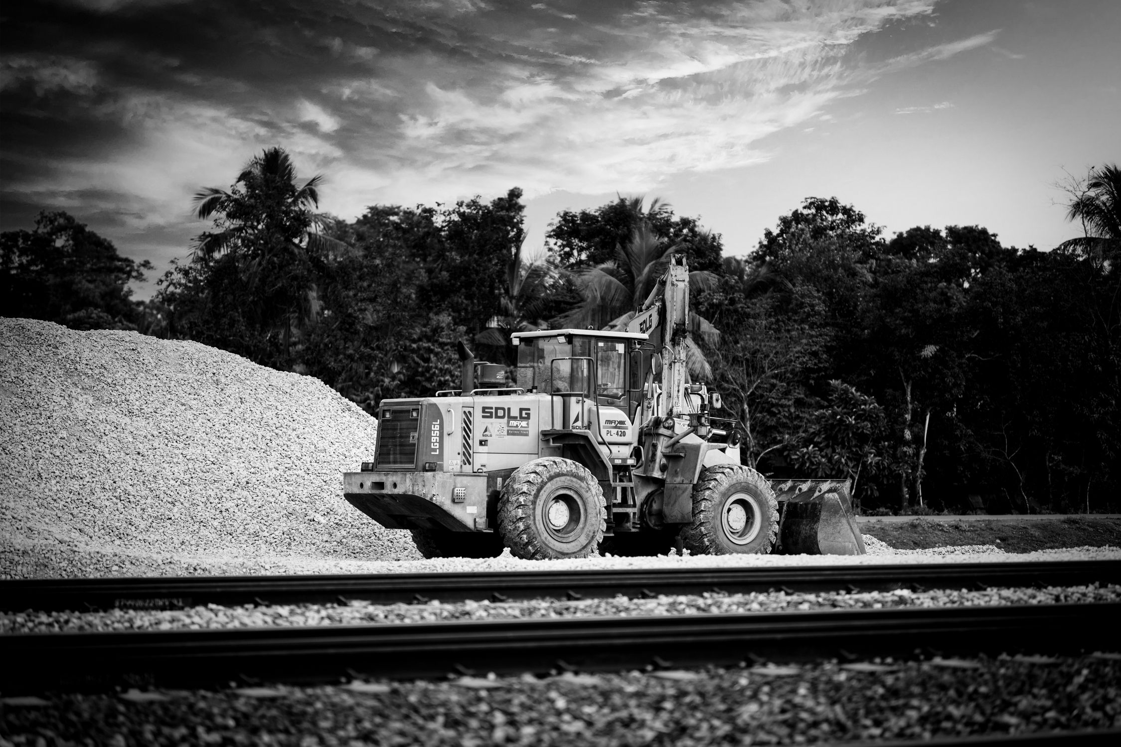 Black and White Image of a Construction Site · Free Stock Photo