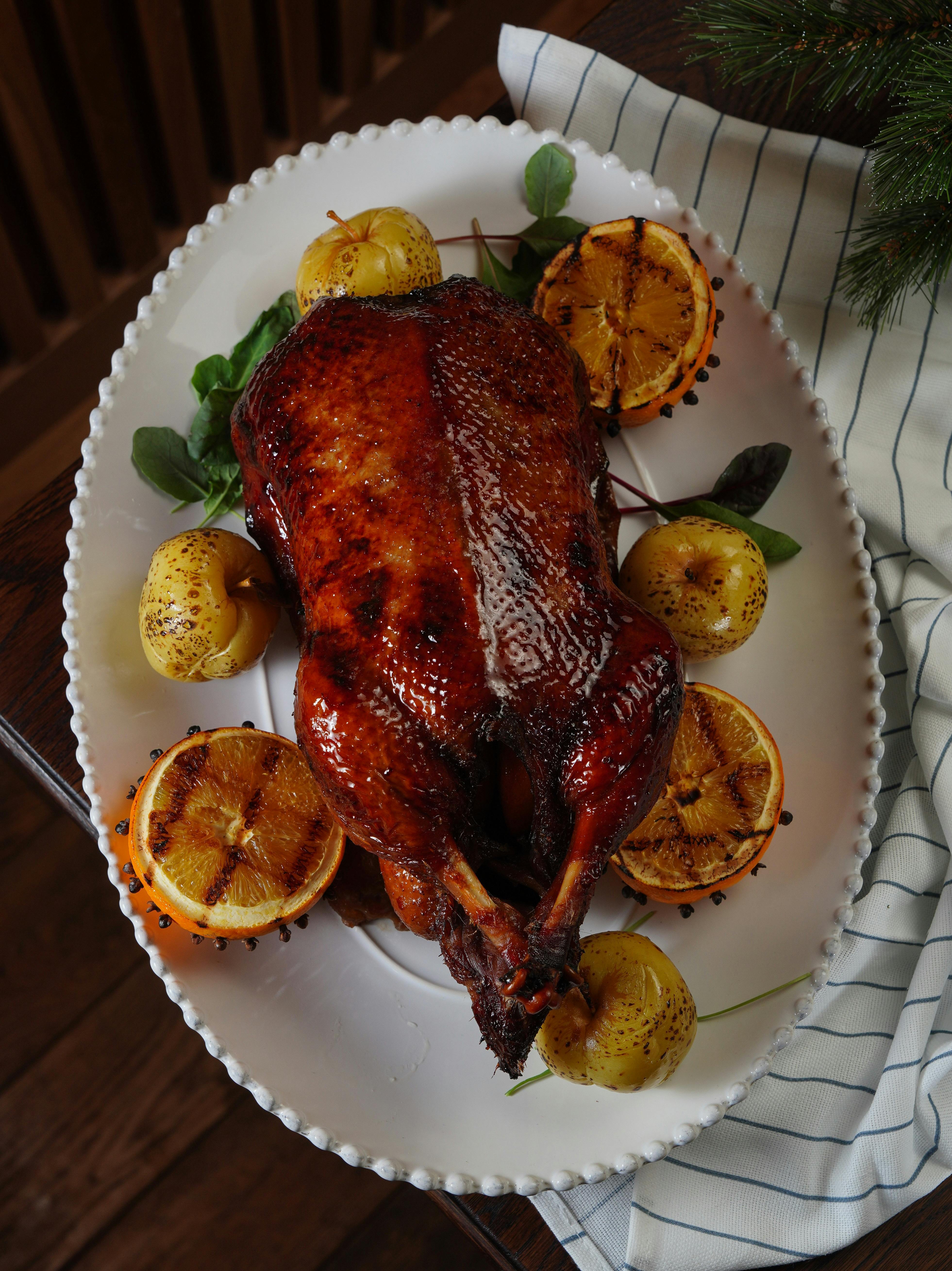 Roast Duck with Cranberry Sauce and Garnishes · Free Stock Photo