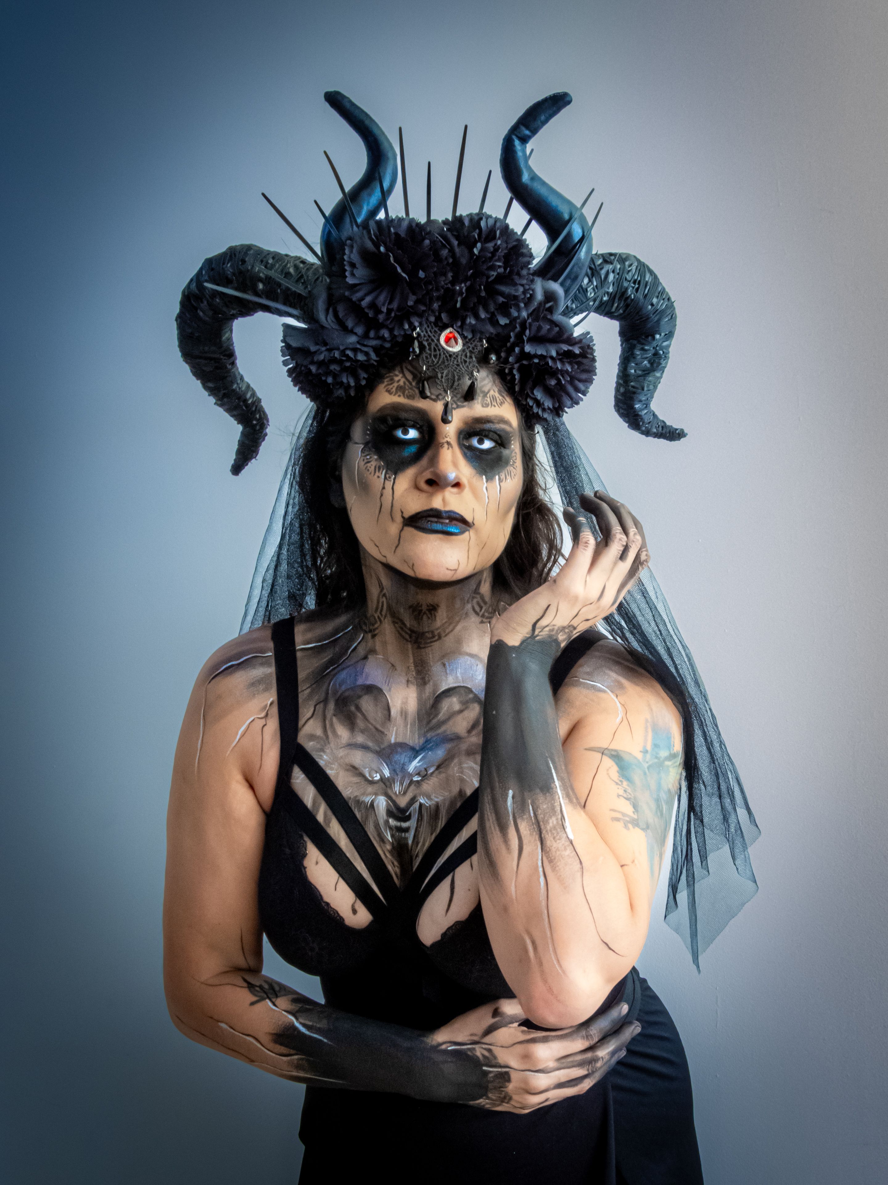 Creative Halloween Demon Costume and Makeup · Free Stock Photo