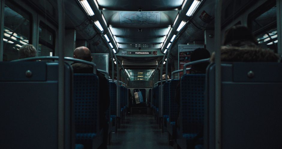 crowded German train interior