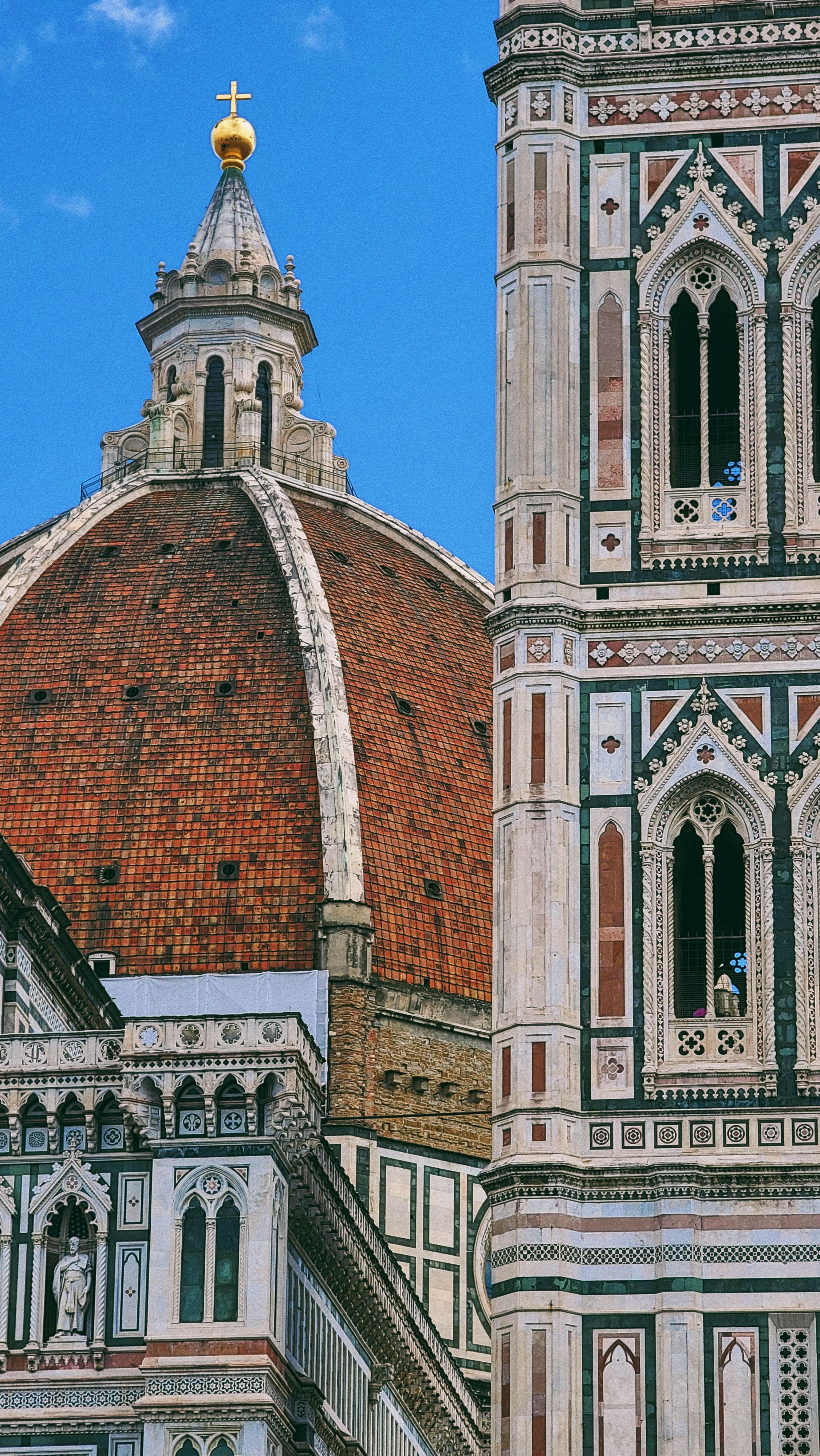 Florence Cathedral Dome and Bell Tower Close-up · Free Stock Photo
