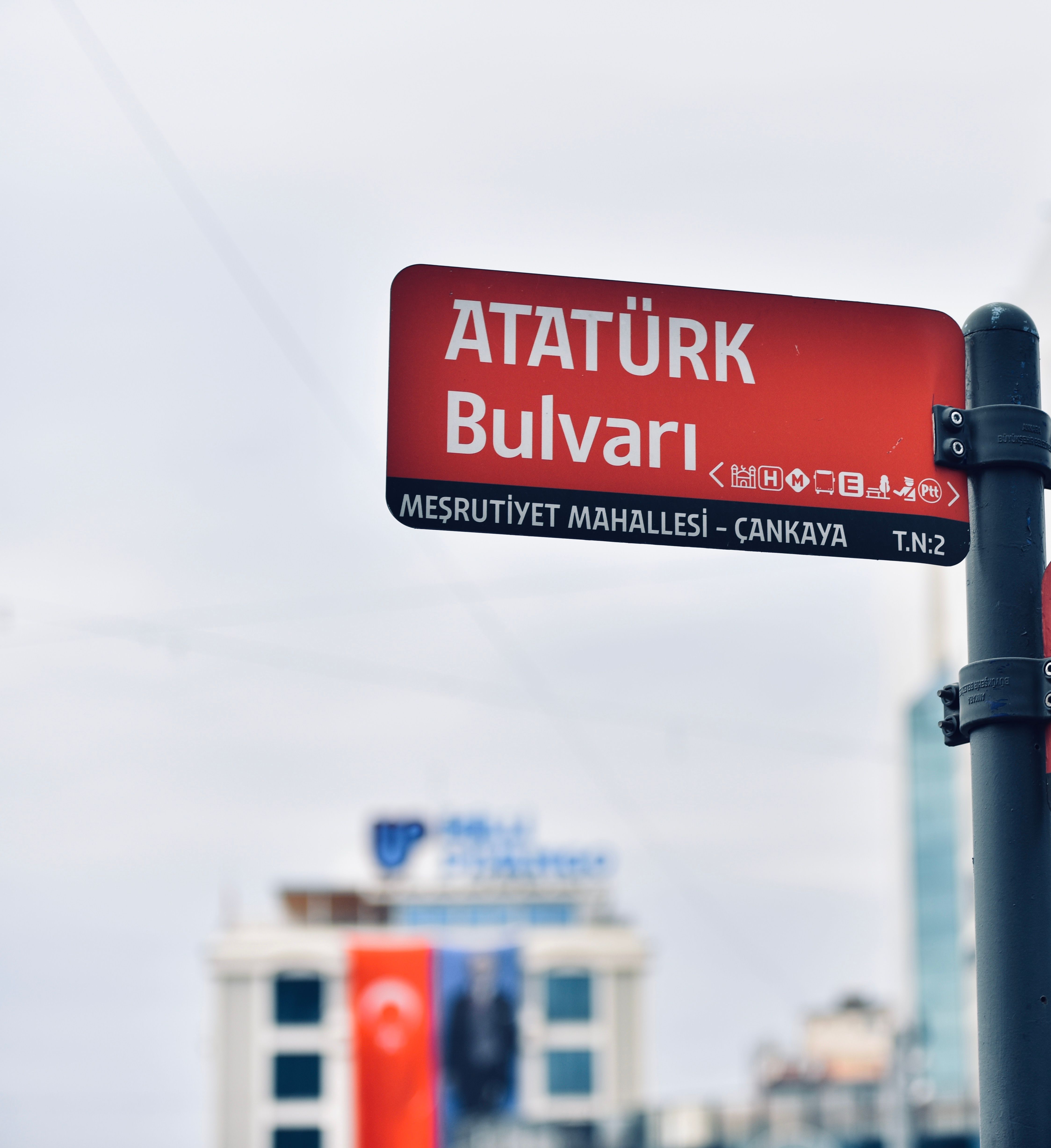 Street Sign on Atatürk Boulevard in Ankara, Türkiye · Free Stock Photo