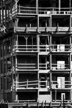 Monochrome photo of a construction site in Buenos Aires, Argentina.