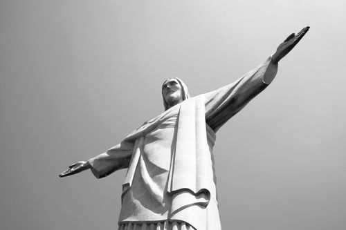 Free Black and white photo of Christ the Redeemer statue in Rio de Janeiro, Brazil. Stock Photo